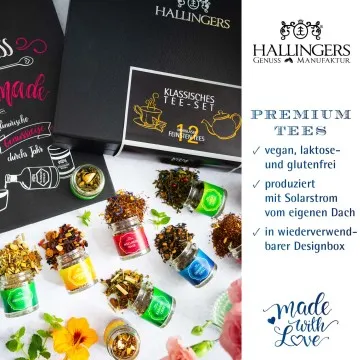 Klassisches Tee-Set & Happiness is handgemacht - Tee-Set, 12x loser Tee Geschenkbox
