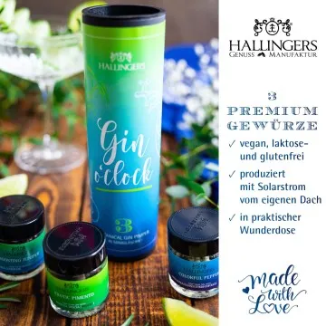 Gin o\clock - Gewürz-Set, 3 Gläser in Geschenkdose