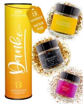 Danke - Gewürz-Set, 3 Gläser in Geschenkdose