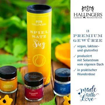 Tennis - Gewürz-Set, 3 Gläser in Geschenkdose