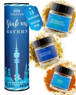 Gruß aus Bayern - Gewürz-Set, 3 Gläser in Geschenkdose