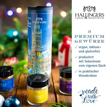 Fröhliche Weihnachten - Gewürz-Set, 3 Gläser in Geschenkdose