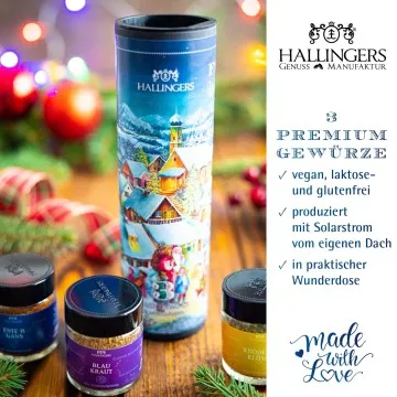Frohe Weihnachten - Gewürz-Set, 3 Gläser in Geschenkdose