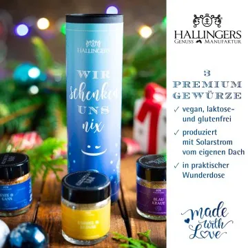 Wir schenken uns nix - Gewürz-Set, 3 Gläser in Geschenkdose