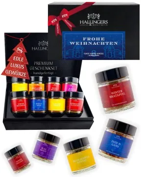 Frohe Weihnachten - Gewürz-Set, 8er Geschenkbox & Booklet