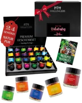 Zum Valentinstag - Gewürz-Set, 24er Geschenkbox & Booklet