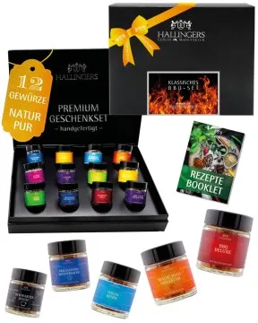 Klassisches BBQ-Set - Gewürz-Set, 12er Geschenkbox & Booklet