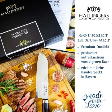 Klassisches Gewürz-Set & Deluxe Santoku & Kochbuch - Gewürz-Set, 12er Geschenkbox & Booklet