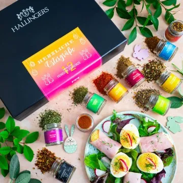 Herzliche Ostergrüße - Gewürz-Set, 12er Geschenkbox & Booklet