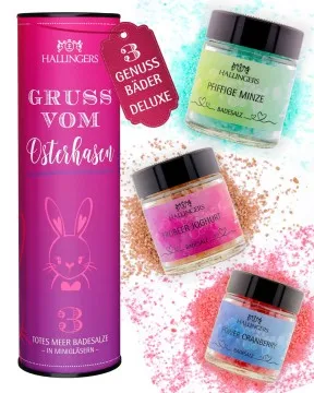 Gruß vom Osterhasen - Badesalze-Set, 3x Badezusatz Totes Meer