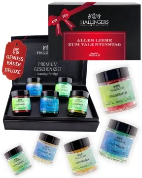 Alles Liebe zum Valentinstag - Badesalze-Set, 5x Badezusatz Totes Meer