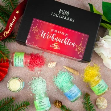 Frohe Weihnachten - Badesalze-Set, 5x Badezusatz Totes Meer
