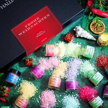 Frohe Weihnachten - Badesalze-Set, 24x Badezusatz Totes Meer