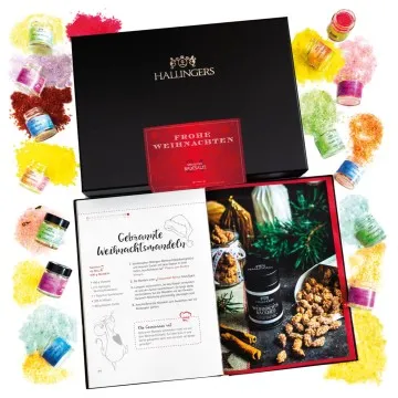 Frohe Weihnachten & Happiness is handgemacht - Badesalze-Set, 24x Badezusatz Totes Meer