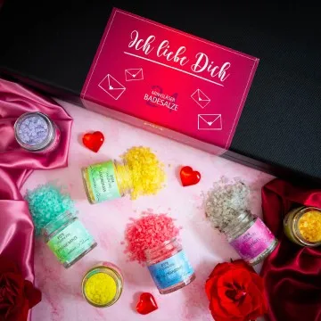 Ich Liebe Dich - Badesalze-Set, 24x Badezusatz Totes Meer