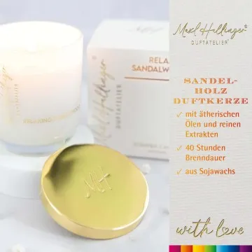 Relaxing Sandalwood (Sandelholz) - Duftkerze, 40h Raumduft Sojawachs
