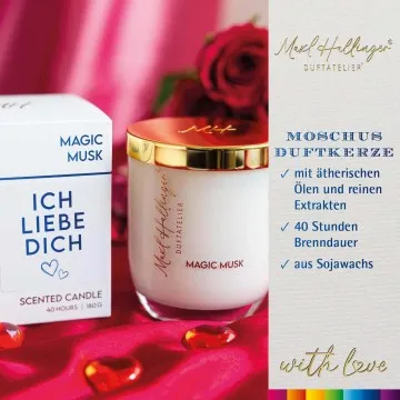 Ich liebe Dich blue (Moschus) - Duftkerze, 40h Raumduft Sojawachs