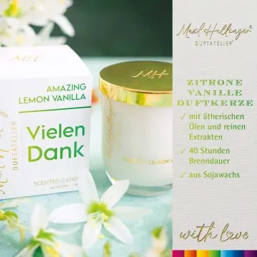 Vielen Dank (Lemon-Vanille) - Duftkerze, 40h Raumduft Sojawachs