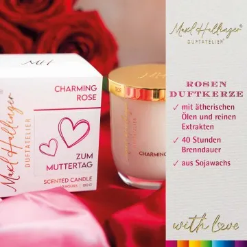 Zum Muttertag (Rosenduft) - Duftkerze, 40h Raumduft Sojawachs