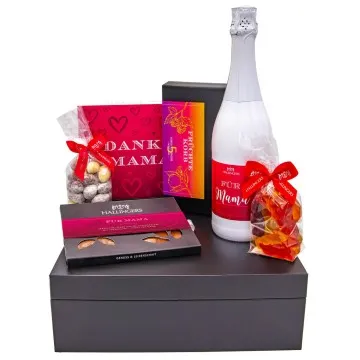 Muttertag pink (großes Mitbringsel Schokolade, Pralinen, Sekt, Tee, Nougat & Gummibären) - Feinkost-Set, XXL-Geschenkkorb Gourmet