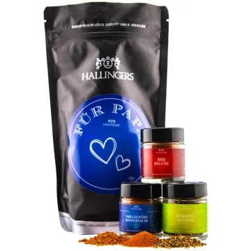 Für Papa (kleines Mitbringsel Grill-Gewürze & Zitronen-Pfeffer im Miniglas) - Feinkost-Set, Gourmet-Auswahl Wundertüte