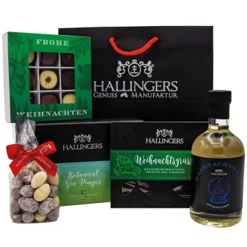 Berauschendes Fest (großes Mitbringsel Tafel Schokolade, Gin, 9er Pralinen & Nougat-Mandeln) - Feinkost-Set, Gourmet-Auswahl XXL
