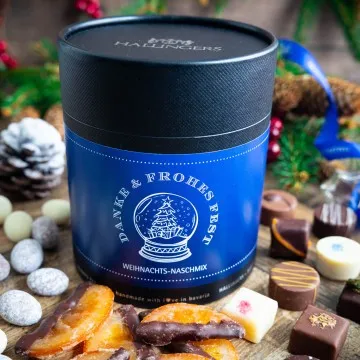 Danke & Frohes Fest XXL (großes Mitbringsel Pralinen, Nougat-Mandeln & dragierte Orangenscheiben) - Feinkost-Set, Gourmet-Auswahl XXL
