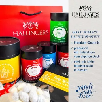 Weihnachts-Tea Time (großes Mitbringsel 6 Tees, Tafel Schokolade, Madneln, Pralinen & mehr) - Feinkost-Set, Gourmet-Auswahl XXL