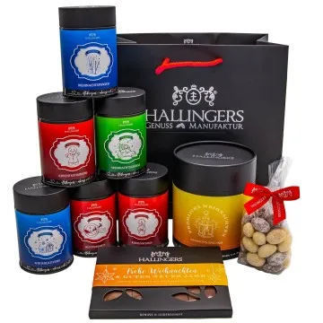 Weihnachts-Tea Time (großes Mitbringsel 6 Tees, Tafel Schokolade, Madneln, Pralinen & mehr) - Feinkost-Set, Gourmet-Auswahl XXL