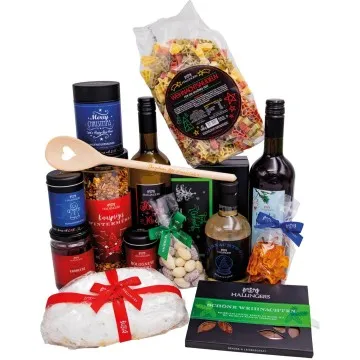 Weihnachten Family (Selektion Stollen, Pasta, Gin, Punsch, Müsli, Tee, Nougat, Gewürz & mehr) - Feinkost-Set, XXL-Geschenkkorb Gourmet