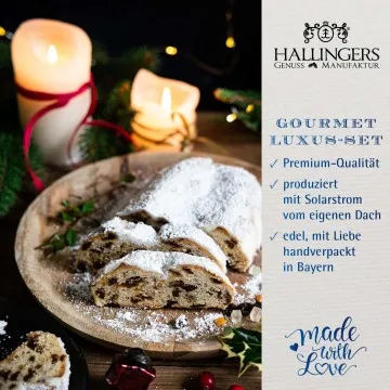 Stollen & More (großes Mitbringsel Christstollen, Schokolade, Tee, Mandeln & 20er Pralinen) - Feinkost-Set, Gourmet-Auswahl XXL