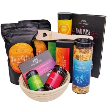 Bread & Breakfast (Selektion Brotbackmix, Kochbuch, Tee, Müsli, Gewürze, Konfitüre & mehr) - Feinkost-Set, XXL-Geschenkkorb Gourmet
