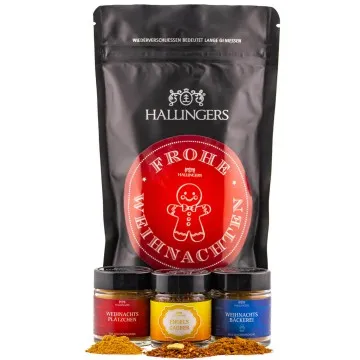 Frohe Weihnachten (kleines Mitbringsel 2 Weihnachts-Gewürze & 1 Wintertee im Glas) - Feinkost-Set, Gourmet-Auswahl Wundertüte