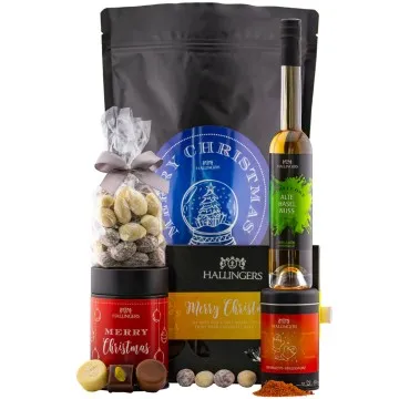 Merry Christmas XXL (großes Mitbringsel Schokolade, Pralinen, Mandeln, Haselnuss-Likör & Gewürz) - Feinkost-Set, XXL-Wundertüte Gourmet