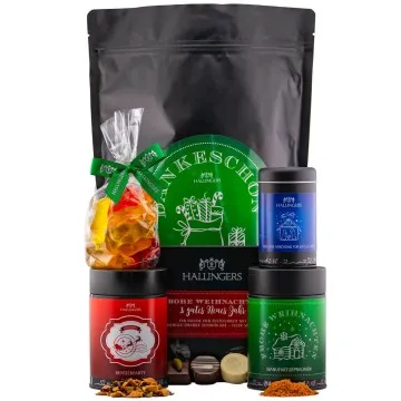 Dankeschön XXL (großes Mitbringsel Schokolade, Fruchtsaftbärchen, Pralinen, Tee & Gewürz) - Feinkost-Set, XXL-Wundertüte Gourmet