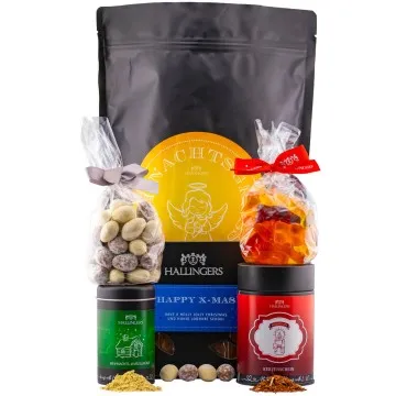 Weihnachtsgruß XXL (großes Mitbringsel Schokolade, Fruchtsaftbärchen, Nougat, Tee & Gewürz) - Feinkost-Set, XXL-Wundertüte Gourmet