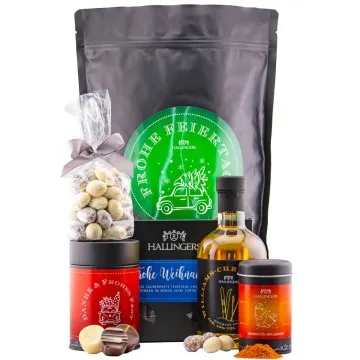 Frohe Feiertage XXL (großes Mitbringsel Schokolade, Pralinen, Mandeln, Gewürz & Williams-Christ) - Feinkost-Set, XXL-Wundertüte Gourmet