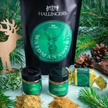 Waidmannsheil (kleines Mitbringsel Nougat-Busserl, Pilz-Gewürz & Wild-Gewürz) - Feinkost-Set, Gourmet-Auswahl Wundertüte