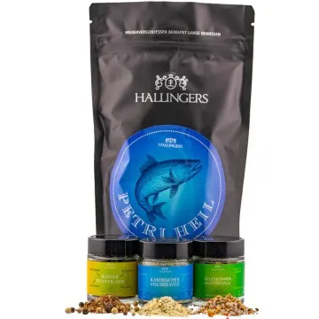 Petri Heil (kleines Mitbringsel 3 JagdfreundeGewürze Pfeffer & Salz) - Feinkost-Set, Gourmet-Auswahl Wundertüte