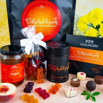 Entschuldigung XXL (großes Mitbringsel Schokolade, Pralinen, Fruchtsaftbärchen & Konfitüre) - Feinkost-Set, XXL-Wundertüte Gourmet