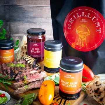 Grilllust XXL (großes Grillparty-Mitbringsel Schokolade, Gewürze, Magic Dust & Grillsoße) - Feinkost-Set, XXL-Wundertüte Gourmet