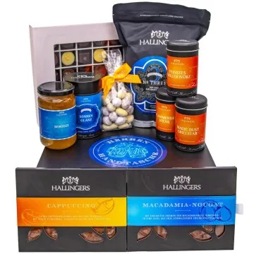 Herren Handtasche (große Selektion Schoki, Biergelée, Pralinen Nougat Kaffee Gewürze & mehr) - Feinkost-Set, XXL-Geschenkkorb Gourmet