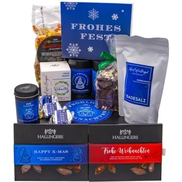 Fröhliche Weihnachten (große Selektion Pasta, Lebkuchen, Gewürz Nougat Badesalz Schoki & mehr) - Feinkost-Set, XXL-Geschenkkorb Gourmet