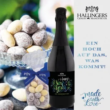 Happy New Year (große Selektion Sekt, Konfitüre, Duftkerze, Nougat, Schoki, Pralinen & mehr) - Feinkost-Set, XXL-Geschenkkorb Gourmet